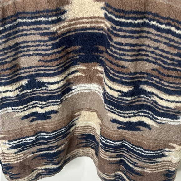 LUCKY BRAND Aztec Western Boho Tribal Open Front Brown Blue Cardigan Size Large - Picture 12 of 16